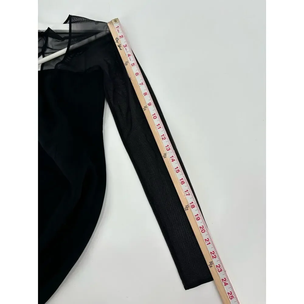 Emanuel Ungaro Vintage Dress Womens 6 Small Black Maxi Mesh Slit Stretchy Gown